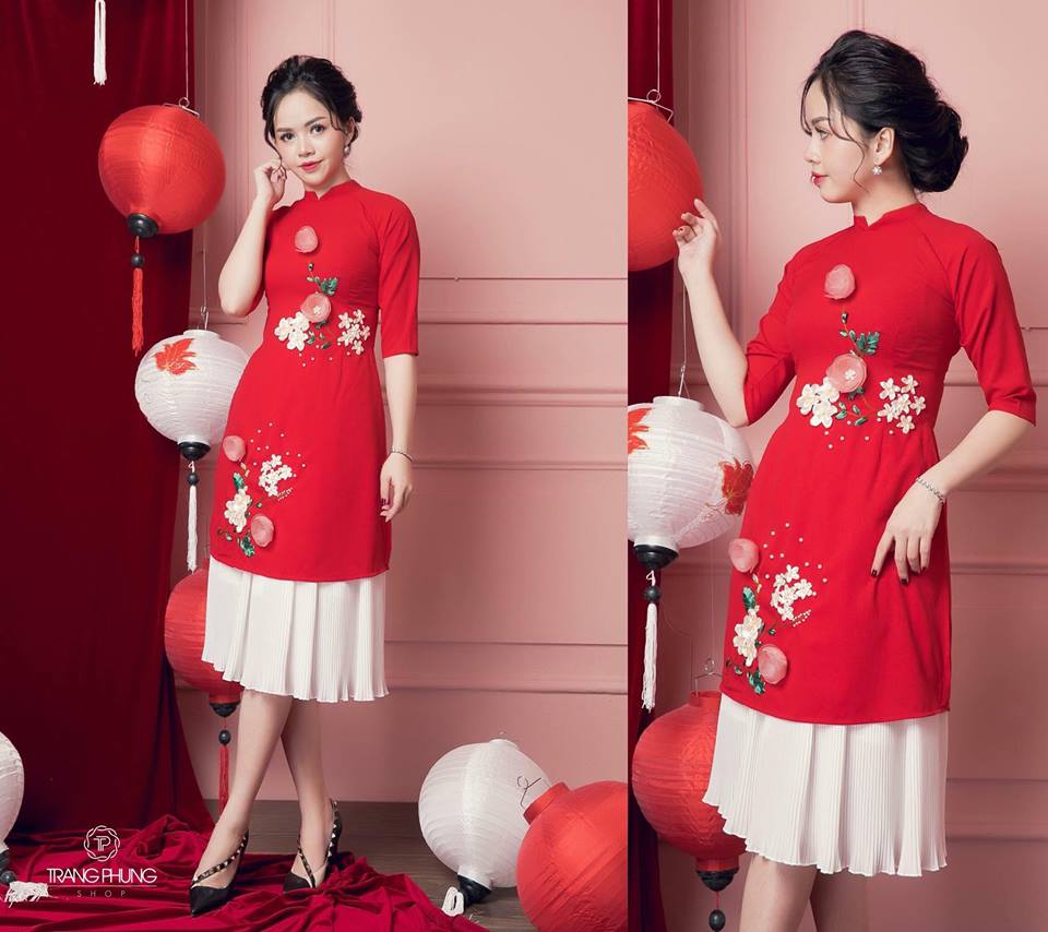 Áo dài với họa tiết cách điệu hiện đại vô cùng độc đáo