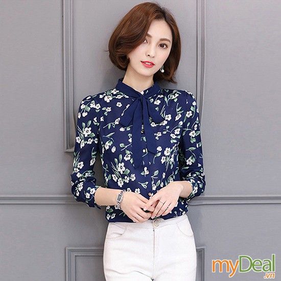 o sơ mi họa tiết hoa tươi mới, điệu đà