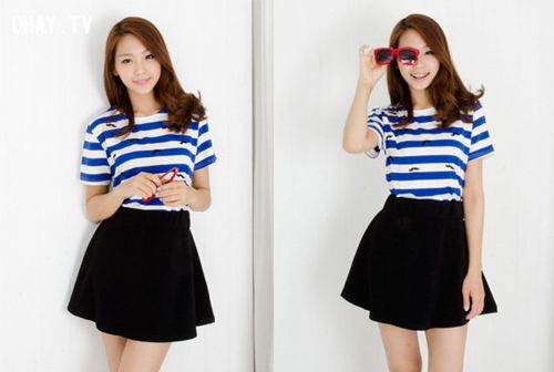 Váy xòe mix áo thun vừa xinh vừa năng động