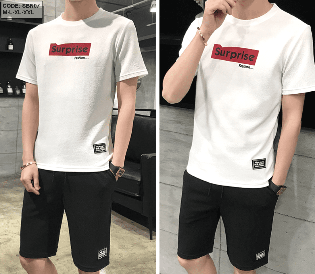 Set bộ đồ quần short nam in chữ Supri Quảng Châu