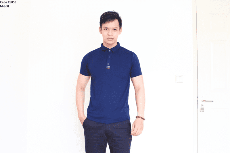 Áo thun nam cá sấu cổ bẻ thêu 3 sọc đỏ xanh