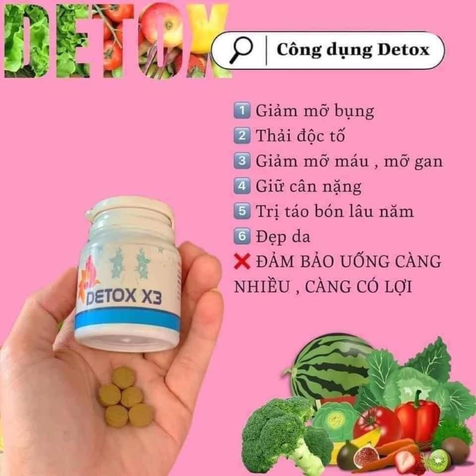 Detox X3 Trà xanh rau xanh thảo dược thiên nhiên
