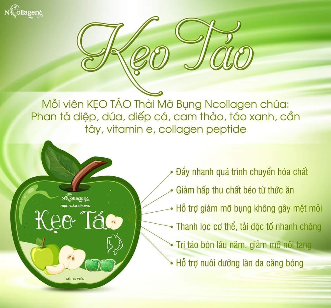 Giảm mỡ bụng không còn là cuộc chiến với Kẹo Táo Thải Mỡ Bụng N Collagen
