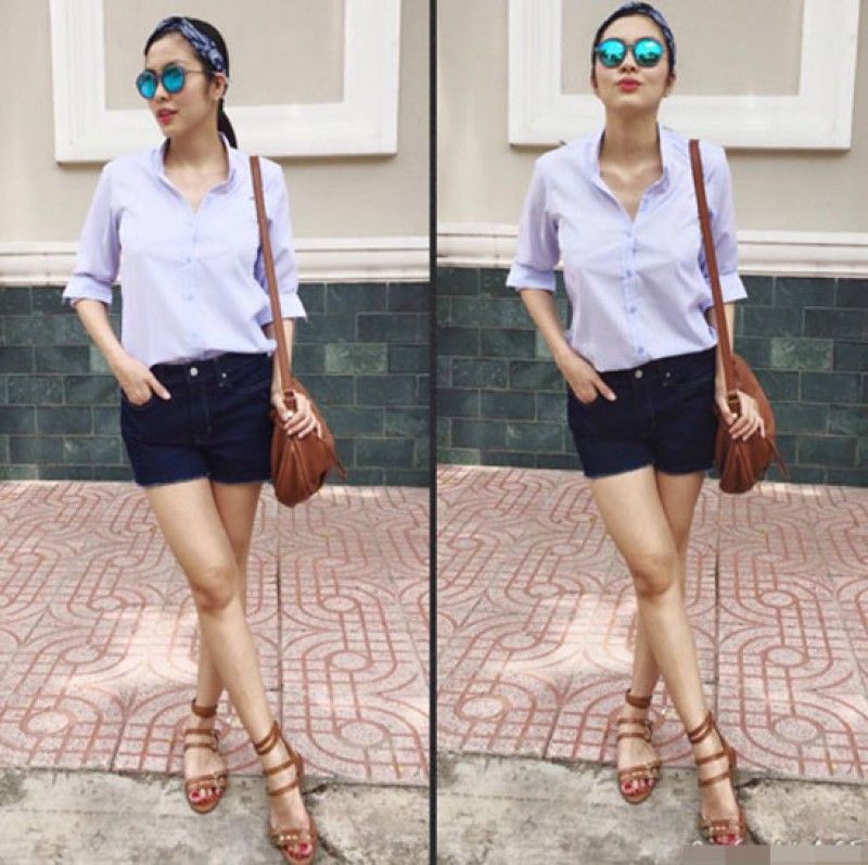 Mix áo sơ mi phong cách Hàn Quốc với quần short