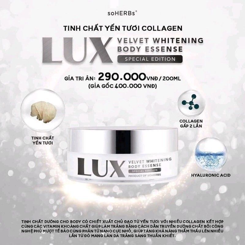 Kem body Lux - tinh chất yến tươi & collagen