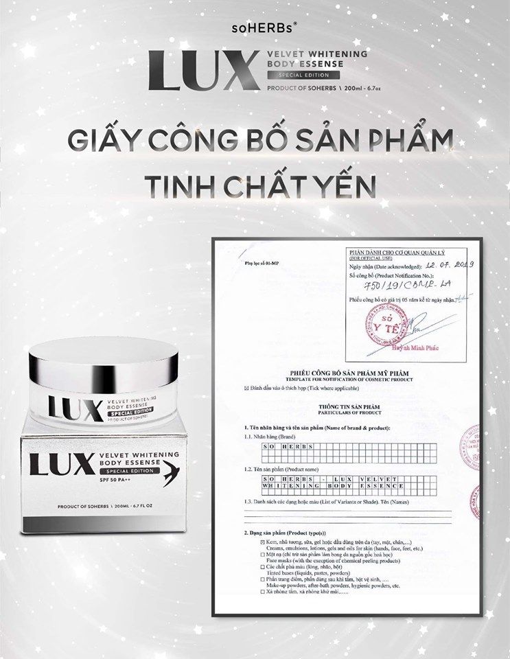 Kem body Lux - tinh chất yến tươi & collagen