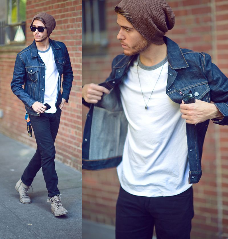 Quần jeans phối với áo khoác denim