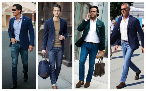 Quần jeans nam kết hợp lazer + sơ mi + jeans