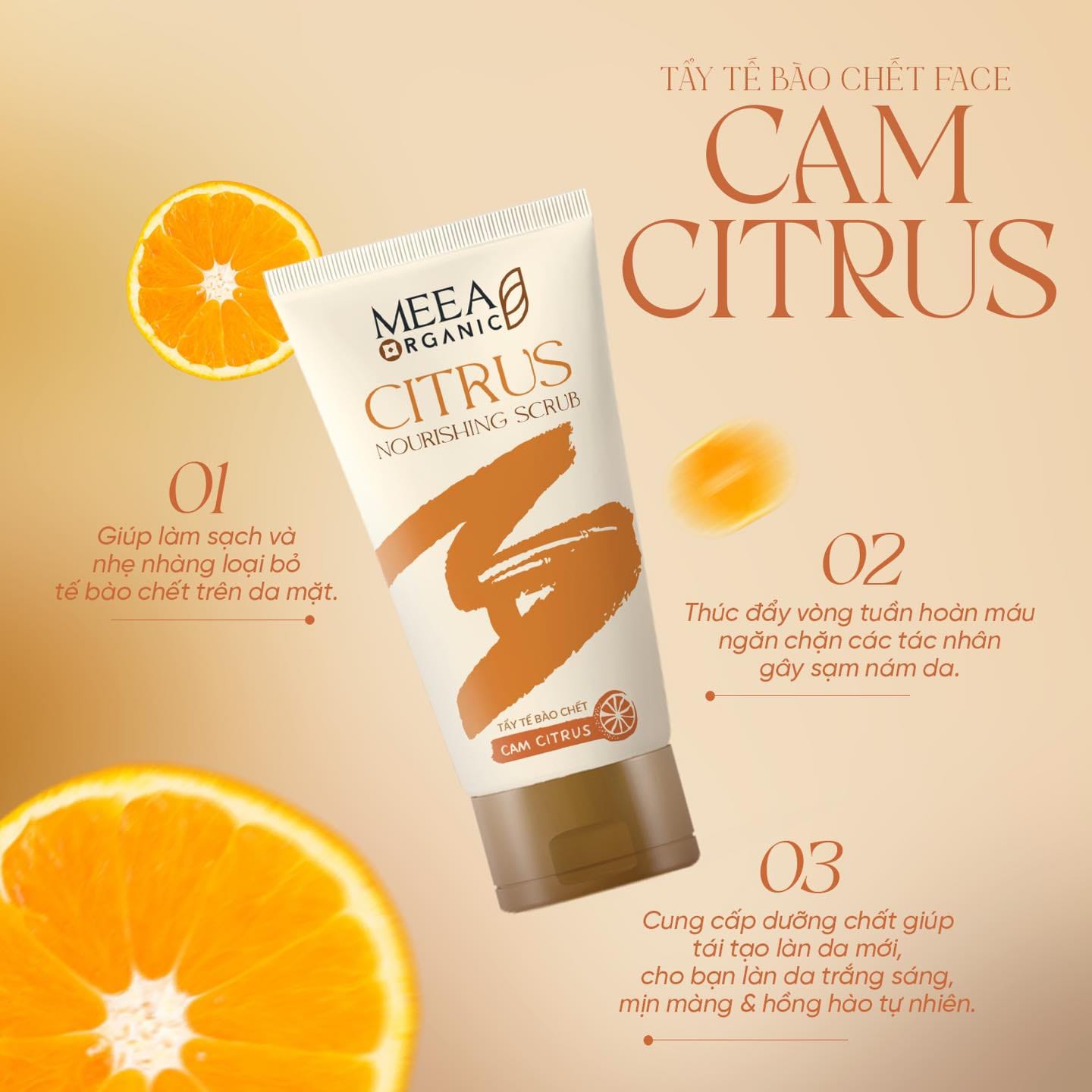 Tẩy Tế Bào Chết Face Cam Citrus Meea Organic Nouishing Scrub