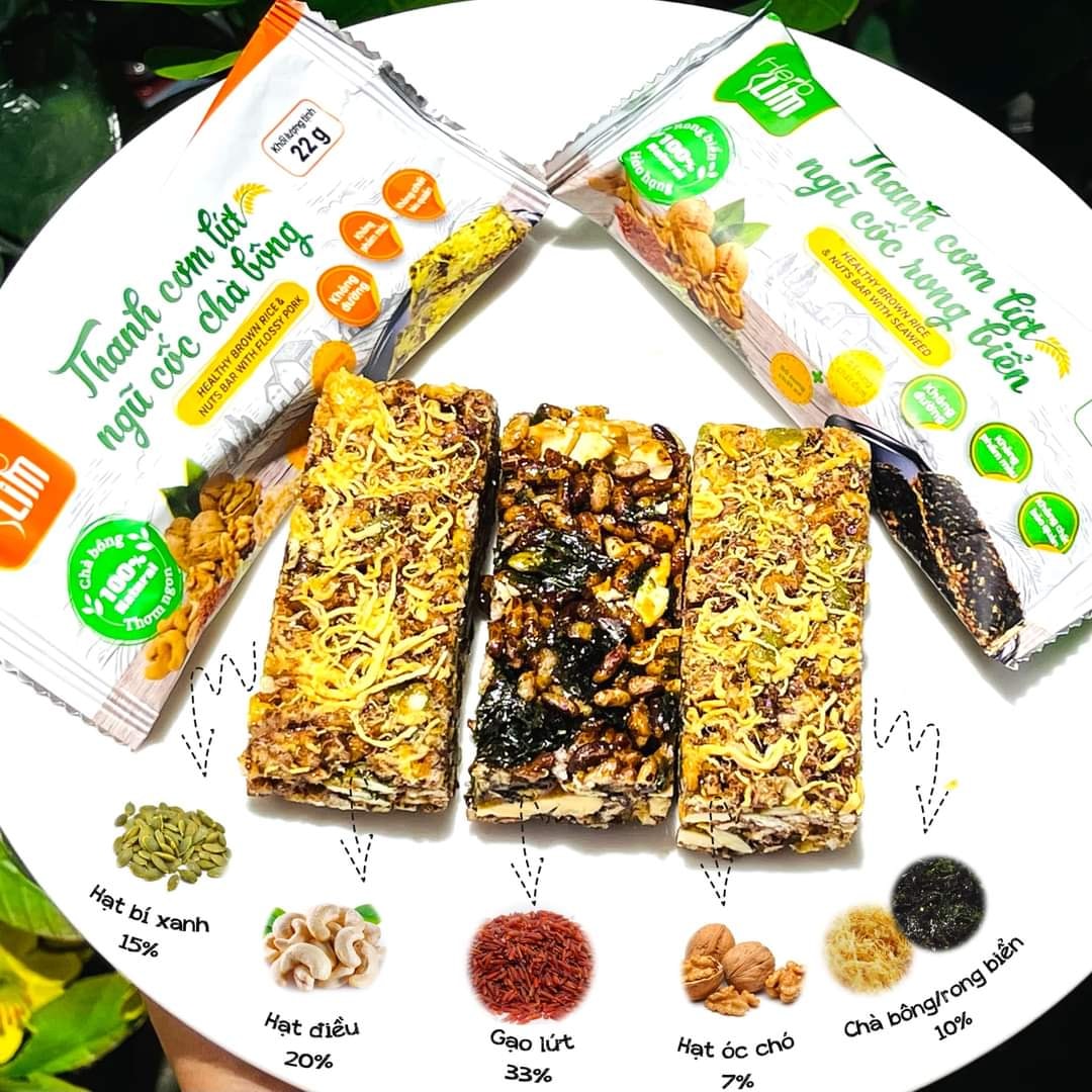 Thanh cơm lứt ngũ cốc Herbslim - giòn tan - ít calo không sợ béo