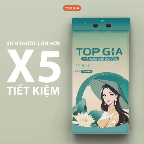 1 Thùng 2 Bịch Khăn Mặt Khô TOPGIA Sắc Việt