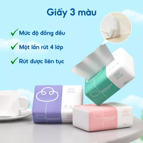 1 Thùng 30 Gói Khăn Giấy Ăn 3 Màu Top Gia Loại Nhỏ