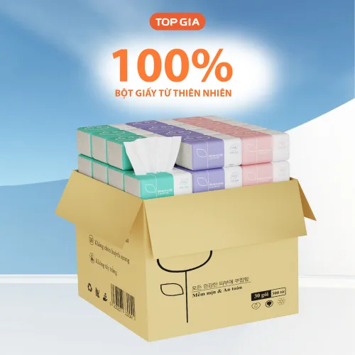 1 Thùng 40 Gói Giấy Ăn Topgia 3 Màu