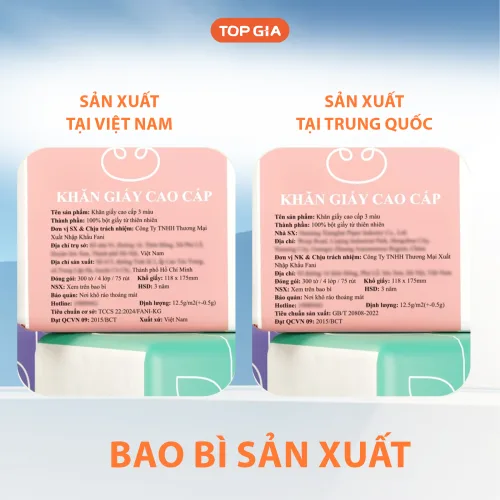 1 Thùng 40 Gói Giấy Ăn Topgia 3 Màu