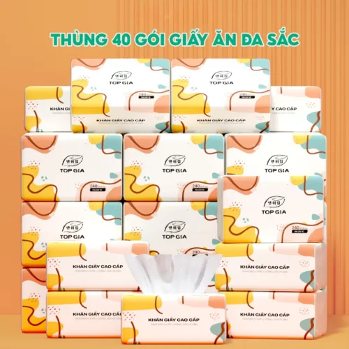 1 Thùng 40 Gói Khăn Giấy Ăn Sắc Màu Top Gia Loại Nhỏ