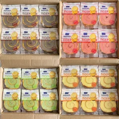 1 Thùng Bánh Bông Lan Cuộn Da Hổ ZHUOGUAN 4 Màu (Vàng, Hồng, Nâu, Xanh) - Thùng 18 Cái