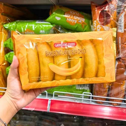1 Thùng Bánh Bông Lan Laobeijing Foods Vị Sữa Chuối Khay (183g x 24 Khay)