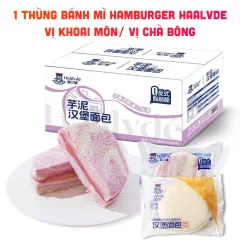 1 Thùng Bánh Mì Hamburger HAALVDE Vị Khoai Môn, Vị Chà Bông