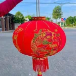 2 LỒNG ĐÈN NHUNG KẺ TẾT 80CM(Giá 2 cái)