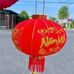 2 LỒNG ĐÈN NHUNG KẺ TẾT 80CM(Giá 2 cái)