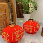 2 LỒNG ĐÈN NHUNG KẺ TẾT 80CM(Giá 2 cái)