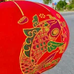 2 LỒNG ĐÈN NHUNG KẺ TẾT 80CM(Giá 2 cái)