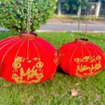 2 LỒNG ĐÈN NHUNG KẺ TẾT 80CM(Giá 2 cái)