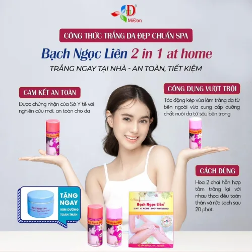 Ai da chai lì sử dụng nhiều kem Body mà không bật tone lên được thì xài combo Tắm trắng Bạch Ngọc Liên 2in1 At Home Body Whitening