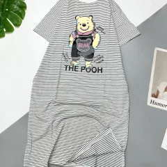 Đầm form suông tay ngắn cổ tròn in hình gấu The Pooh