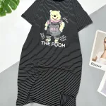 Đầm form suông tay ngắn cổ tròn in hình gấu The Pooh