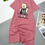 Đầm form suông tay ngắn cổ tròn in hình gấu The Pooh