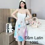Đầm latin mặc nhà hai dây form chữ A in hình dể thương