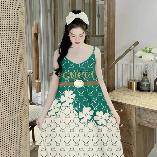 Đầm mặc nhà hai dây form chữ A in hoạ tiết