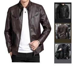 Áo Khoác Da Nam Lót Dù Khoá Kéo Cao Cấp (Có size to 3x)