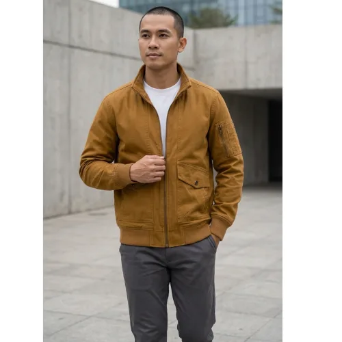 Áo Khoác Kaki Dày Lót Dù Nam Cổ Trụ Có Túi Trong Cao Cấp Big Size