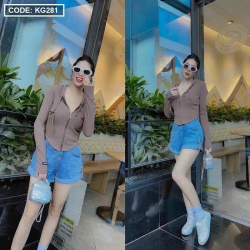 Áo khoác len nữ hot girl form ngắn QC