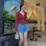 Áo khoác len nữ hot girl form ngắn QC