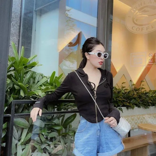 Áo khoác len nữ hot girl form ngắn QC
