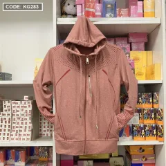 Áo khoác nữ có nón nhiều size màu hồng cam