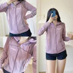 Áo khoác nữ có nón thun giãn xỏ ngón