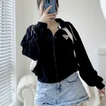 Áo khoác nữ dáng lửng phối logo thời trang
