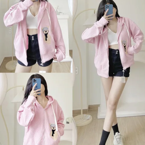 Áo Khoác Nữ Len Xốp Thêu Hình Gấu