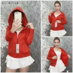 Áo khoác nữ tay dài thêu chữ tay xỏ ngón 6 túi cao cấp