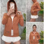 Áo khoác nữ tay dài thêu chữ tay xỏ ngón 6 túi cao cấp