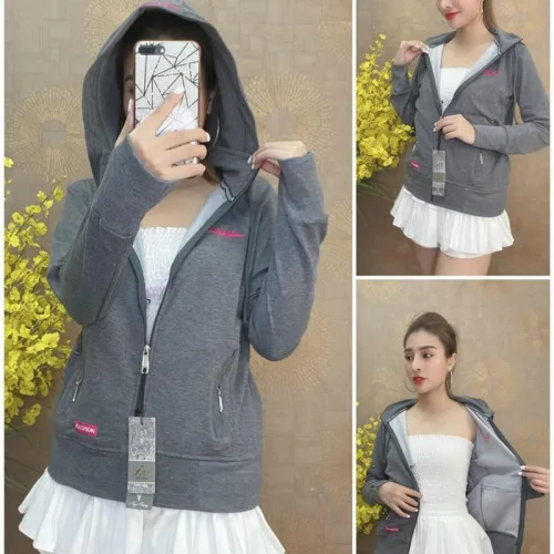 Áo khoác nữ tay dài thêu chữ tay xỏ ngón 6 túi cao cấp