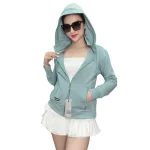 Áo khoác nữ tay dài thêu chữ tay xỏ ngón 6 túi cao cấp