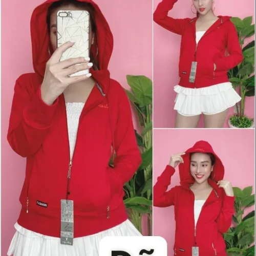 Áo khoác nữ tay dài thêu chữ tay xỏ ngón 6 túi cao cấp
