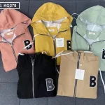 Áo khoác nữ thêu chữ B vải bố nhung mịn