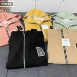 Áo khoác nữ thêu chữ B vải bố nhung mịn