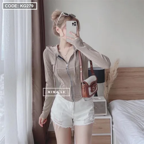 Áo khoác nữ thun tăm chống nắng QC